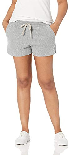 Amazon Essentials Pantaloncini in Pile con Tasche Donna, Grigio Chiaro Puntinato, XL