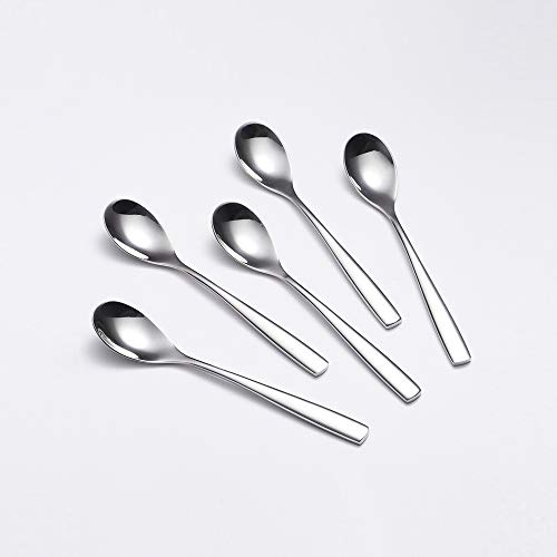 Wenkoni 6.1Small Dessert Spoons, Yogurt,Coffee,Espresso,Ice Cream Spoons SUS 304 Stainless Steel spoons for Coffee,ice cream,dessert,yogurt,pudding,5 pcs Set.
