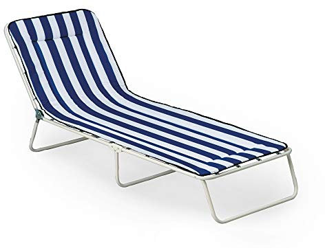 Beauty.Scouts 3-Bein-Liege Blair weiß/D.0268 60x180x23cm Gartenliege Sonnenliege Polsterbezug faltbar Reisebett Campingbett hoher Liegekomfort modern stabil