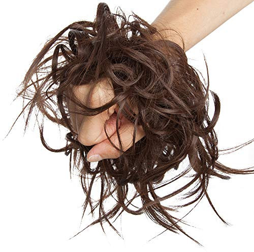 SEGO Haar Extensions Haarverlängerung Haarteil Dutt Haargummi Hochsteckfrisuren wie Echthaar 45 G Mittel braun