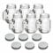 gouveo Lot de 6 verres à boire 450 ml avec couvercle, couleur argent - verre à boire avec anse et bouchon à vis - verres à anse avec couvercle - verre à cocktail pour jardin et balcon (TGH450S)