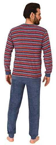 Herren Frottee Pyjama, Schlafanzug mit Bündchen - in toller Streifenoptik - 291 101 13 003