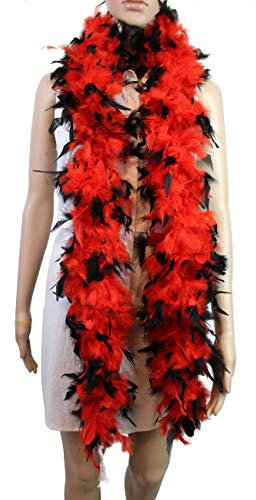 60 Gramm, 1,8 m lange Chandelle-Federboa, 16 Farben, ideal für Party, Hochzeit, Halloween-Kostüm, Weihnachtsbaum, Dekoration (rot mit schwarzen Spitzen)