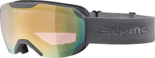 ALPINA PHEOS S QV - Verspiegelte, Selbsttönende & Kontrastverstärkende Skibrille Mit 100% UV-Schutz Für Erwachsene, grey, One Size