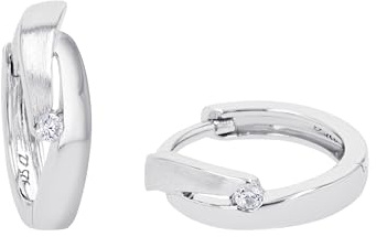Amor Creolen 925 Sterling Silber Damen Ohrschmuck, mit Zirkonia synth., 1,4 cm, Weiß, Kommt in Schmuck Geschenk Box, 2023059