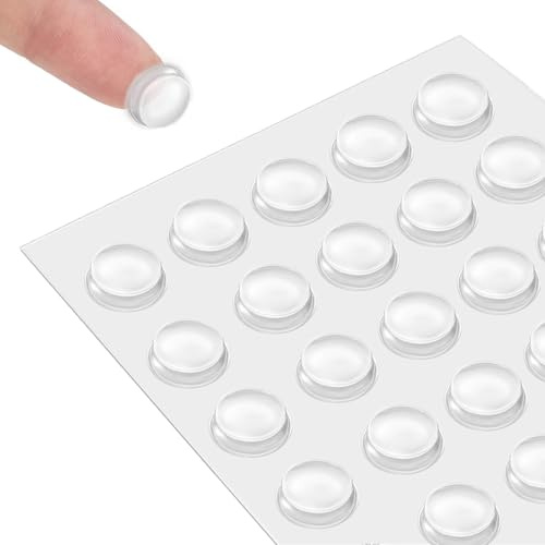 QUEENTI Silicone 160 Pcs Cabinet Door Bumpers Round, 1/2 Diameter Self Adhesive Clear Cupboard Door Drawer Bumpers for Kitchen Cabinets Cutting Boards Picture Frames