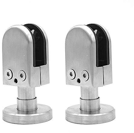 Set of 2 NUZAMAS Glass Panel Post, Ground Floor Support Post Bracket, 304 Stainless Steel U Clamp Suitable for 16-18mm Thickness Frameless Glass Panels, Screens, Pool Fence, Stairs Side Glass Panels