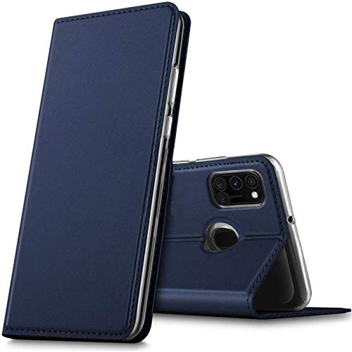 Verco Handyhülle für Samsung Galaxy A21s, Premium Handy Flip Cover für Samsung A21s Hülle [integr. Magnet] Book Case PU Leder Tasche, Blau