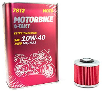 Motoröl Set 10W40 1 Liter + Ölfilter HF145 für Derbi MZ/MUZ Sachs Yamaha 659 660 Baghira Mastiff Roadster BT MT-03 SR SZR TDM TRX TT XC XT XV