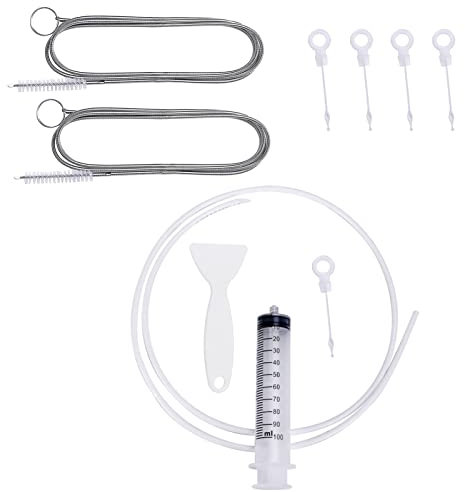 10pcs Set Pulizia Frigorifero, Kit di Pulizia Fori di Scarico per Frigorifero, Con Frigorifero Raschietto, siringa grande, Spazzola, Pulizia FrigoriferoTubo e Tappo Foro di Scarico