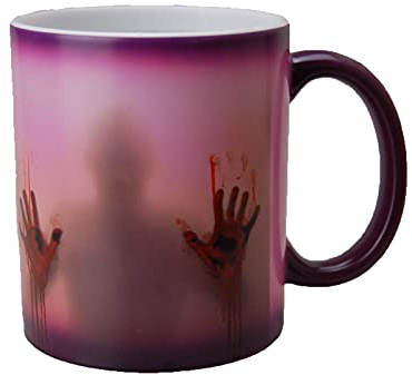 Baymate Keramik Tasse mit Thermoeffekt Halloween Deko Horrorgeschichte Walking Dead Magische Becher Farbwechsel Tasse Kaffeetasse