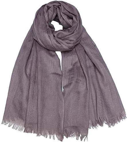 Damen Sommer Schals Baumwolle Leichte Große Lange Gaze Damenschal Eleganter Plain Tücher 75”×43”,Malve