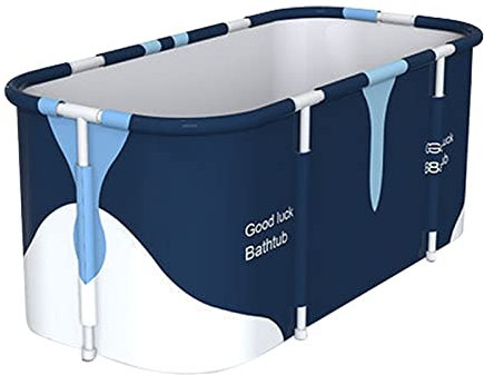 Marita Tragbare Badewanne, Faltbadewanne, Badewannenfass Kunststoff SPA Badepool, Extra Große Mobile Badewanne für Erwachsene Kinder 120cm, Blau