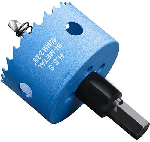60mm HSS Bi-Metal Hole Saw, Table Vent Hole Cutter in 30mm Cutting Depth for Wood Boards, Thin Metal Sheet, Drywall and Plastic