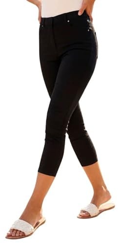 Roman Petite Women Cropped Denim Jegging - Ladies Spring Everyday Summer Evening Vacation Work Holiday Smart Casual - Black - Size 16