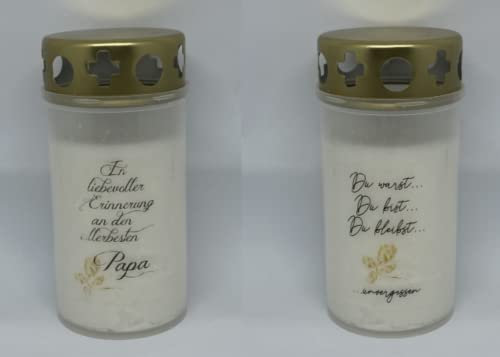 2 Aufkleber für Grablichter Set In liebevoller Erinnerung an den allerbesten Papa unvergessen Grablicht Trauerkerze Trauer