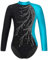 inlzdz Mädchen Langarm Gymnastikanzug Ballettanzug mit Strass Gymnastik Leotard Trikot Turnanzug Eiskunstlauf-Kleid Skating Overall Ballett Trikot Turnanzug Blau 122-128