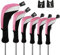 Andux Golfschläger-Set mit langem Hals (3 Hybrid-Abdeckungen + 3 Holzabdeckungen), Rosa