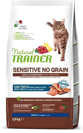 Trainer Sensitive No Grain Katzenfutter für ausgewachsene Katzen, 1,5 kg