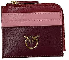 Pinko Card Holder Sheep Nappa Chevro, Accessori Portacarte da Viaggio Donna, RN6Q_Mult.Rosso/Rosa-Antique Gold, U