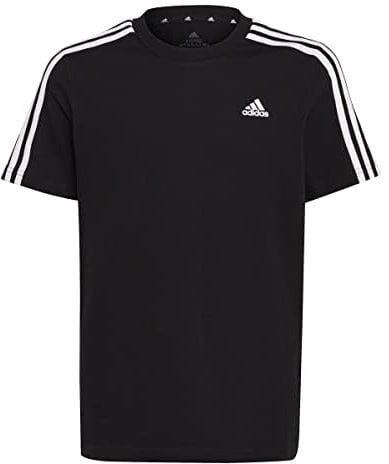 adidas Unisex Kinder Essentials 3-Stripes Cotton Tee, Black/White, 9-10 Years