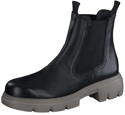 Paul Green Damen Chelsea-Boots, Frauen Chelsea Boots,Schlupfstiefel,Stiefel,Bootee,Booties,halbstiefel,Kurzstiefel,Schwarz (Black/Fango),37 EU / 4 UK
