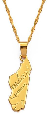 Madagascar carte pendentif colliers pour femmes hommes couleur or bijoux afrique malgache cartes chaîne 006910 Verarbeitete Mode