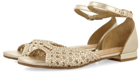 Bailarinas Color Platino DE Punta Abierta DE Piel con Trenzados Y Cierre con Pulsera para Mujer Maupin