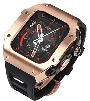 VELORE Lujoso caso+flúor banda para Apple Watch Ultra 49mm, Mod Kit Fluororubber Correa Cubierta para Iwatch Ultra