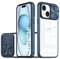 LIUKM Cover per iPhone 15 Custodia, Scorrevole Protezione Fotocamera Ultra Sottile Leggero Hard PC Back Cover e TPU Bumper Protettiva Case [Antiurto Antiscivolo AntiGraffio] - Blu