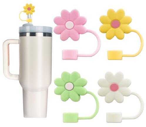 Velaco 4Pcs Silicone Straw Covers Compatible with Stanley Cups, Dust-Proof Straw Caps for Water Bottles