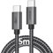 XAOSUN 240W USB C to USB C 5M,Type C to C Cable Fast Charging with E-Marker 2.0 & PD 3.1, Nylon Braided, Compatible with iPhone 16/15,MacBook Air/Pro, Samsung S23+/Ultra,Google Pixel,Nintendo Switch
