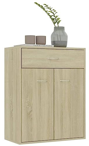 Homvdxl Buffet-Sideboard, Küchenaufbewahrungsschrank, Esszimmerschrank, Wohnzimmer, Bar, Möbelkonsole, Tisch, Speisekammer, Credenza mit großem Schrank und Schublade, 60 x 30 x 75 cm (Braun)