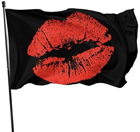 Garten Fahnen Rote Lippen, Dekoration Fähnchen Robuste Fahne Witterungsbeständiges Haus Hof Flagge Für Außenbereich Feiertage Paraden 90X150cm