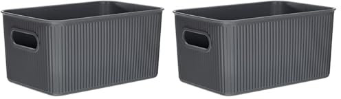 TATAY Storage Box Baobab, 5L Capacity, Polypropylene, BPA free, Anthracite Grey. Measures 18.1 x 27.2 x 13 cm (Pack of 2)