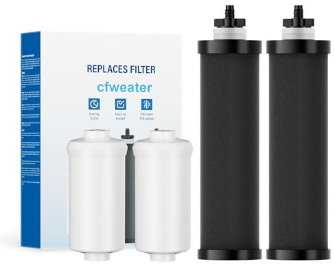 cfweater Water Filter Replacement Compatible with Berkey Water Filter System, 2 Activated Carbon Filters and 2 Fluoride Filters for Berkey Big, Light, Imperial, Travel, Crown, Royal Series (Pack of 4)