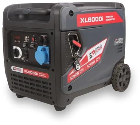 Excel Power Portable Electric Start 6KW Petrol Inverter Generator Ideal For Camping, Fishing, Motorhome, Caravan, Outdoor Adventure With 2 Year Warranty