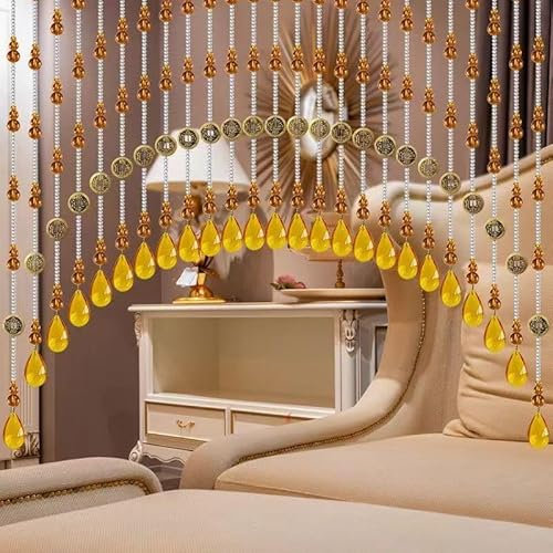 Rekelola Hanging Glass Door Beaded Curtains Valance Self-Adhesive for Doorways Crystals Stran Arched Windows, Clear Crystal Room Partition Curtain Door Frame Beads for Doorways Closets 15