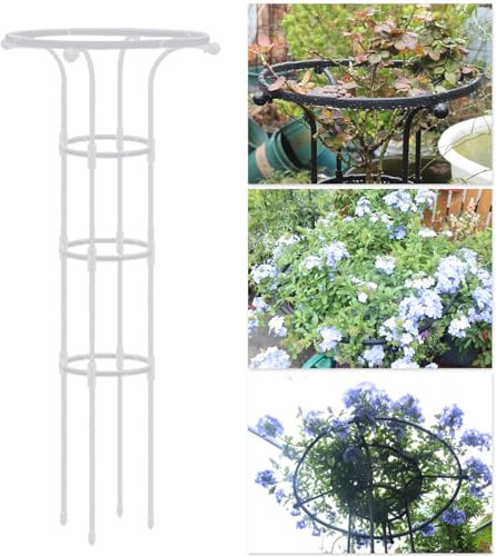 Yesbon Rankhilfe Rankobelisk Metall, Witterungsbeständige Garten Rankhilfe Tomatenkäfig Pflanzenstütze Obelisk Klettergerüst Spalier Freistehende Rankhilfe für Kletterpflanzen,Weiß,20x65 cm