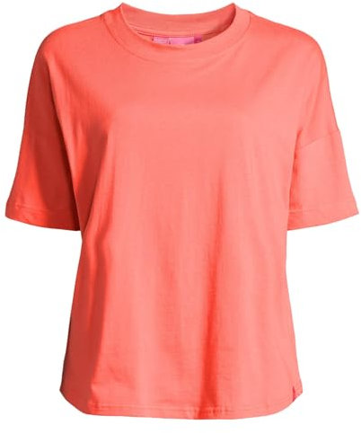 Salzhaut Damen T-Shirt Leev Unifarben - Sommershirt mit Rundhalsausschnitt in Coral Größe S