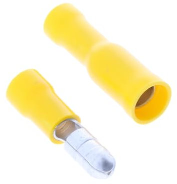 227s 100x Bullet Connector Insulated Crimp Terminals for Electrical & Audio Wiring, Cables or Wire - 50x Female and 50 x Male (Yellow 5mm Bullet Diameter (2.5 mm² to 6 mm²))