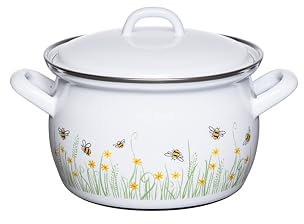 Riess, 0167-137, olla con tapa, 22 cm, 4,5 L, LBH 24 x 30 x 20 cm, peso 1,94 kg, abeja de country, esmalte (0167-137)