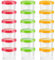 KAHEIGN 18 Pièces Petits Contenants Alimentaire, 8oz /250ml Bols en Plastique Empilables Réutilisables avec Anti-Fuites Couvercles, Passe Lave-Vaisselle Micro-Ondes Congélateur (Rouge/Vert/Jaune)