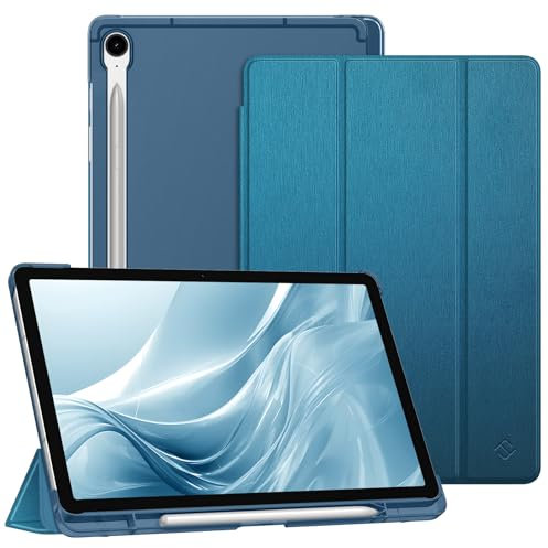 FINTIE Custodia per Samsung Galaxy Tab S10 FE 10.9 Pollici 2025/S9 FE 10.9 2023/S9 11 2023 con Portapenne, Sottile Leggero Case Retro Opaca Traslucida Cover con Auto Sveglia/Sonno, Teal
