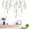 Supzone Purple Flower Wall Stickers, Hanging Wisteria Floral Green Leaves Boho Spring Summer Wall Decals Peel and Stick Wall Art Decor for Living Room Bedroom Office Nursery Classroom