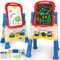 4 in 1 Kinder Staffelei Höhenverstellbare, Doppelseitige Kindertafel mit Magnetischer Kreidetafel & Whiteboard, Kinder Standtafel mit kreide und magnet ab 3 4 5 6 Jahre, Geschenk für Kinder 3-7 Jahre