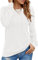 Damen Pullover Lässig Langarmshirt Elegant Herbst Winter Rundhals Sweatshirt Langarm Shirts Loose Plissee Oberteile Weiß XL
