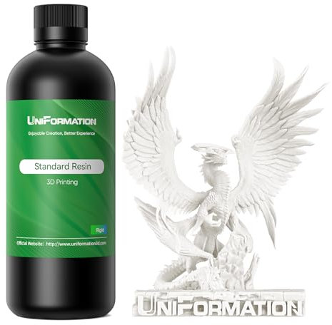 UNIFORMATION 3D Drucker Resin 3D-Druckerharz Standard Schnell UV-härtendes 3D-Harz auf Pflanzenbasis mit hoher Präzision und niedriger Viskosität Passend für Miniaturen, Garagenbausätze, Weiß 2KG