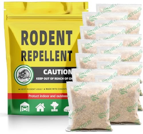 Rodent Repellent, Mice Repellent, Mouse Repellents Outdoor, Extra-Strength Mice Deterrent, Rat Deterrent Indoor, Keep Mice Out,Mice Control, Better than Ultrasonic-12 Pouches