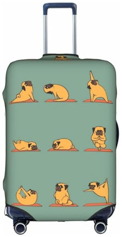 WKSGDSG Gepäckabdeckungen für Koffer, TSA-geprüft, Yoga-Mops, elastisch, passend für 45,7 - 53,3 cm Gepäck, kratzfest, waschbar, Reisekoffer-Abdeckung für Erwachsene und Kinder, Yoga Mops, M